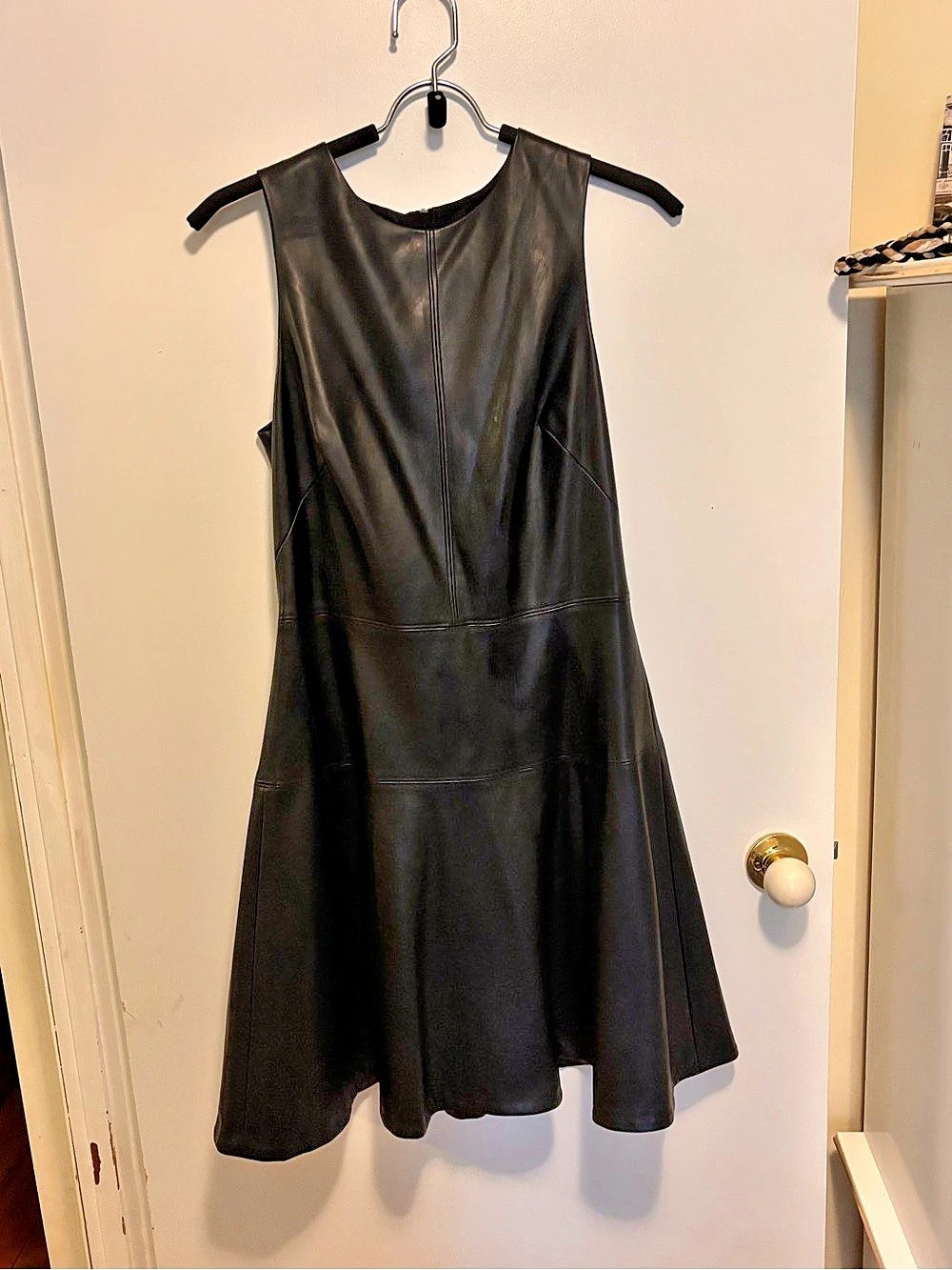 Banana Republic Vegan Leather Paneled Midi Dress Black Size 10